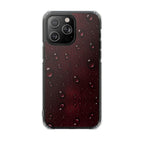 Clear Magnetic Phone Case — Dark Red Raindrop Design, Impact-Resistant