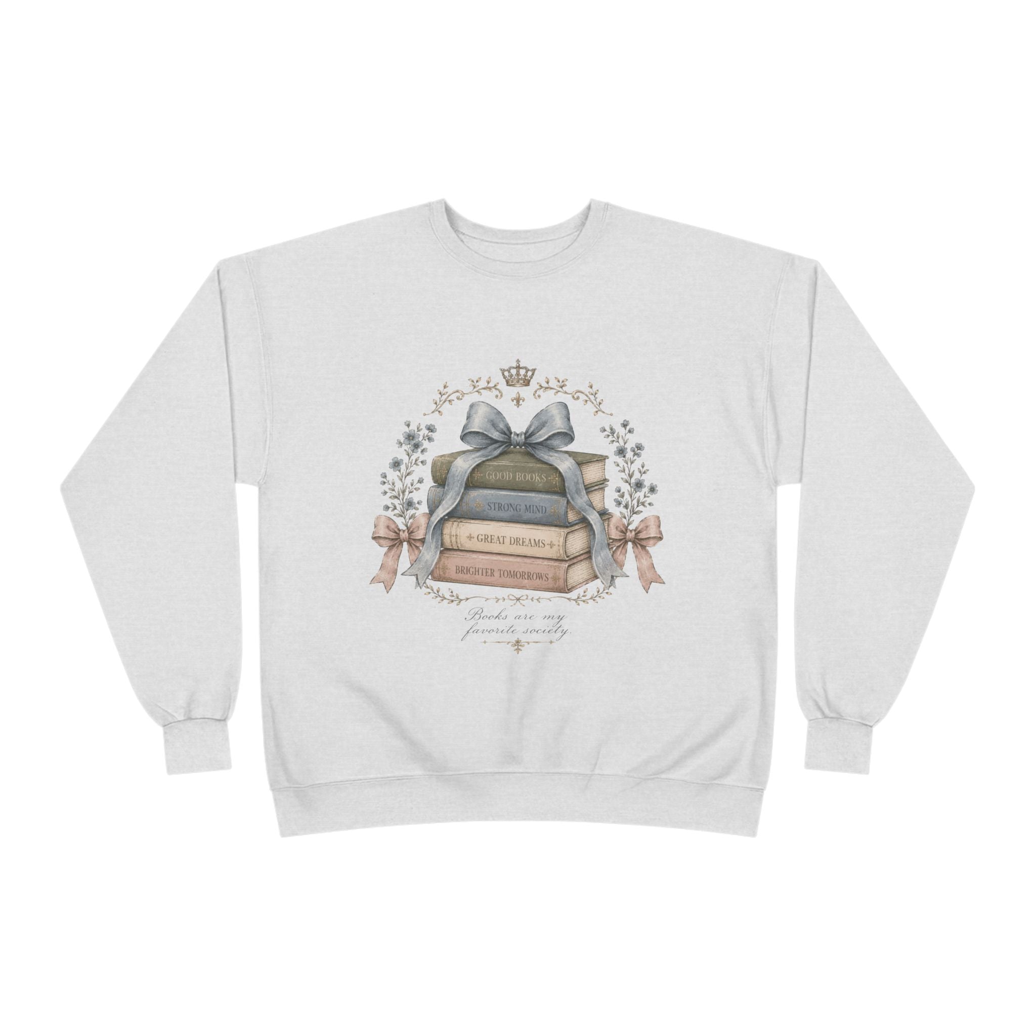 Books Are My Favorite Society Crewneck Sweatshirt - Cozy Book Stack Vintage Reading Crew