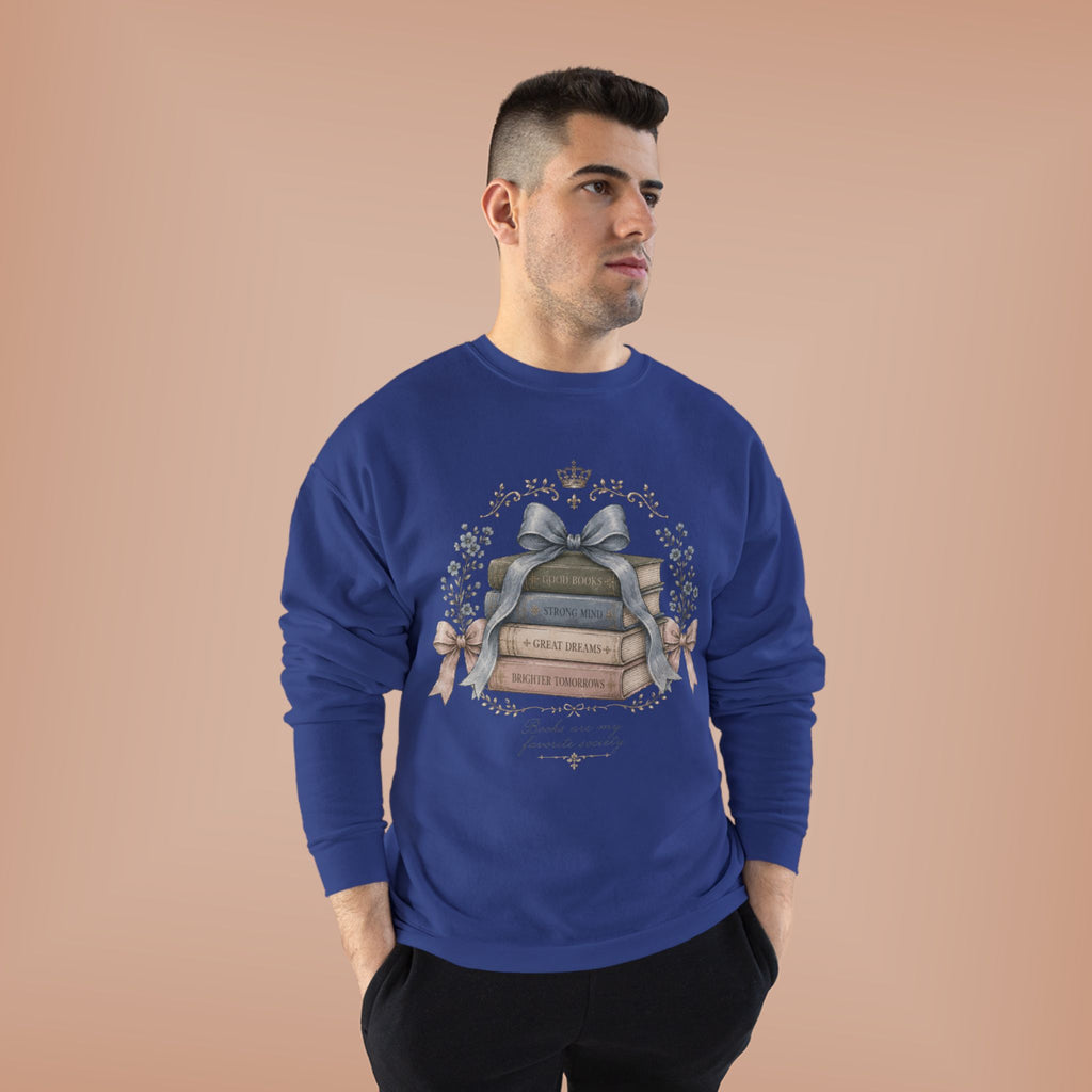 Books Are My Favorite Society Crewneck Sweatshirt - Cozy Book Stack Vintage Reading Crew