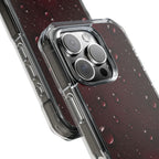 Clear Magnetic Phone Case — Dark Red Raindrop Design, Impact-Resistant