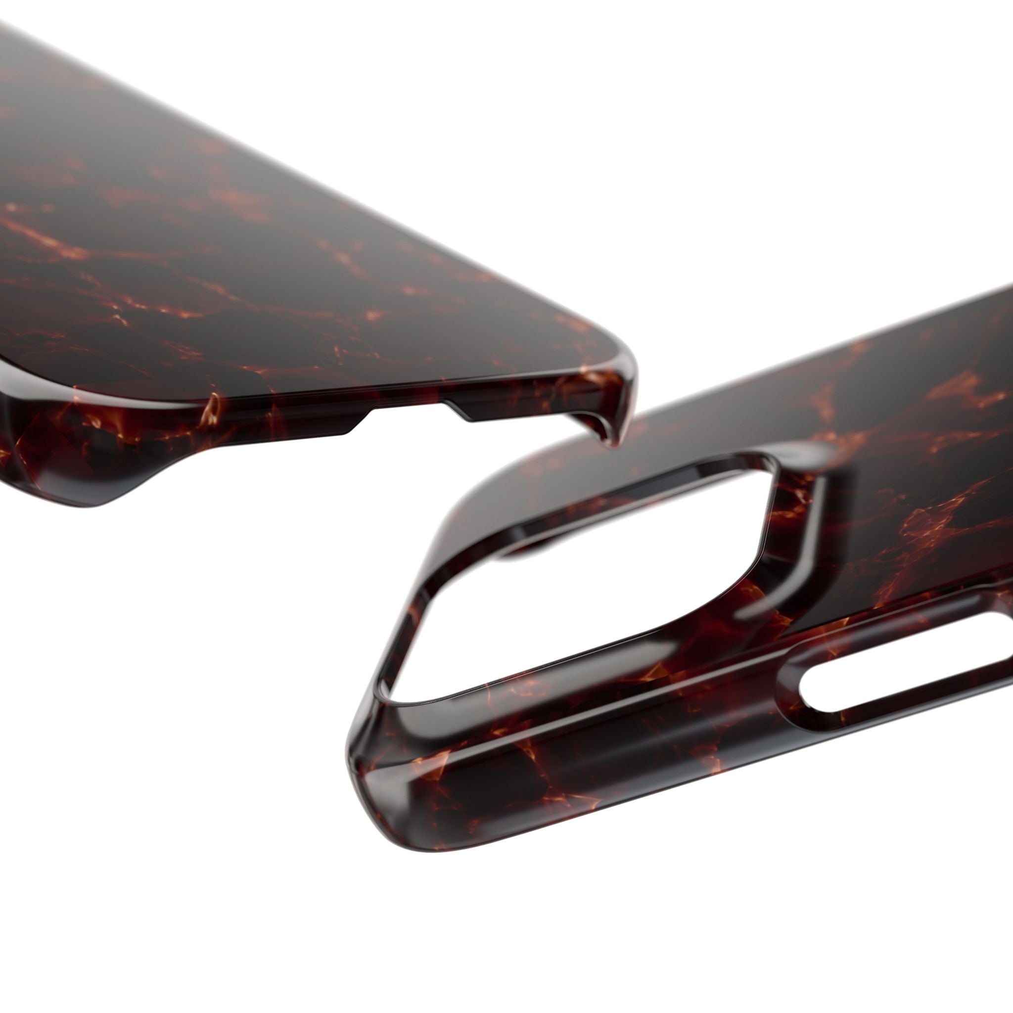 Tortoiseshell Slim Phone Case – Glossy Brown Marble iPhone Cover