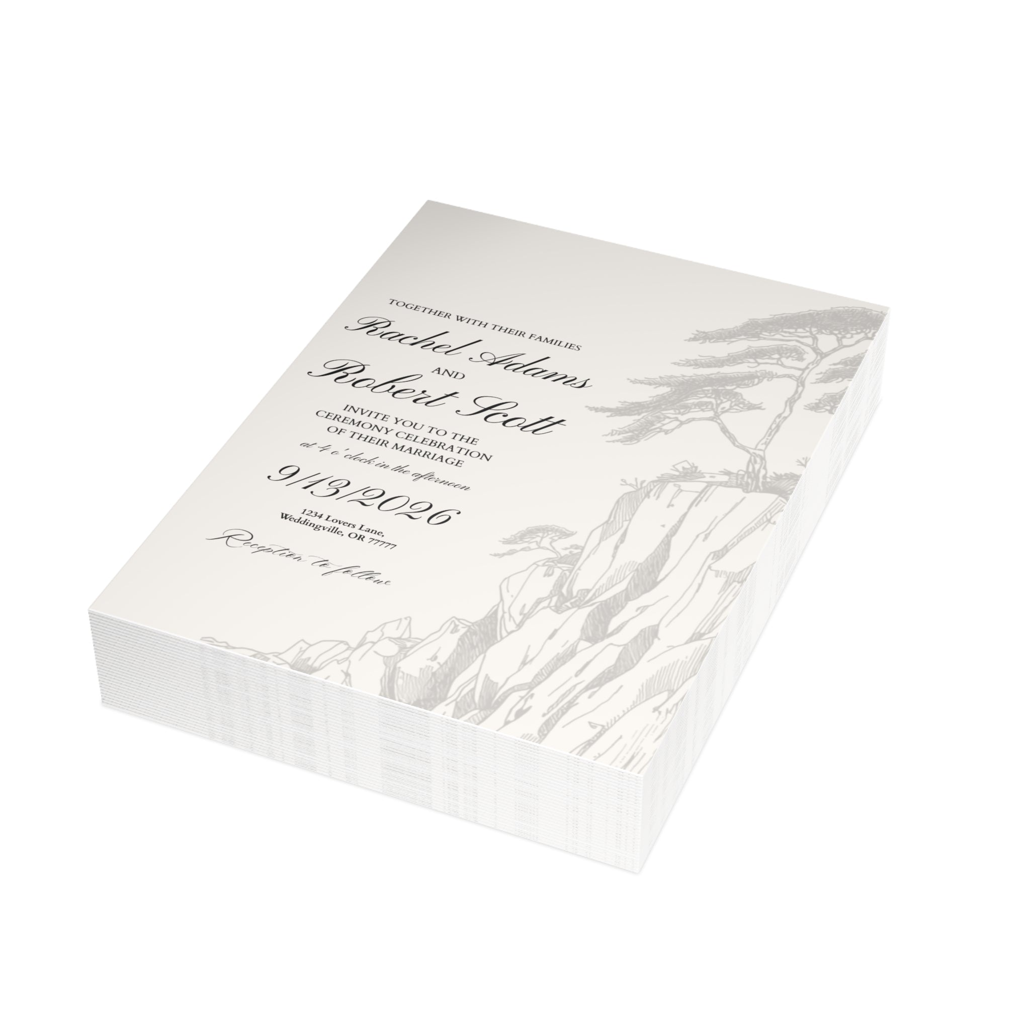 CLIFFSIDE VOWS-5x7 Customizable Wedding Invitation [MATTE]