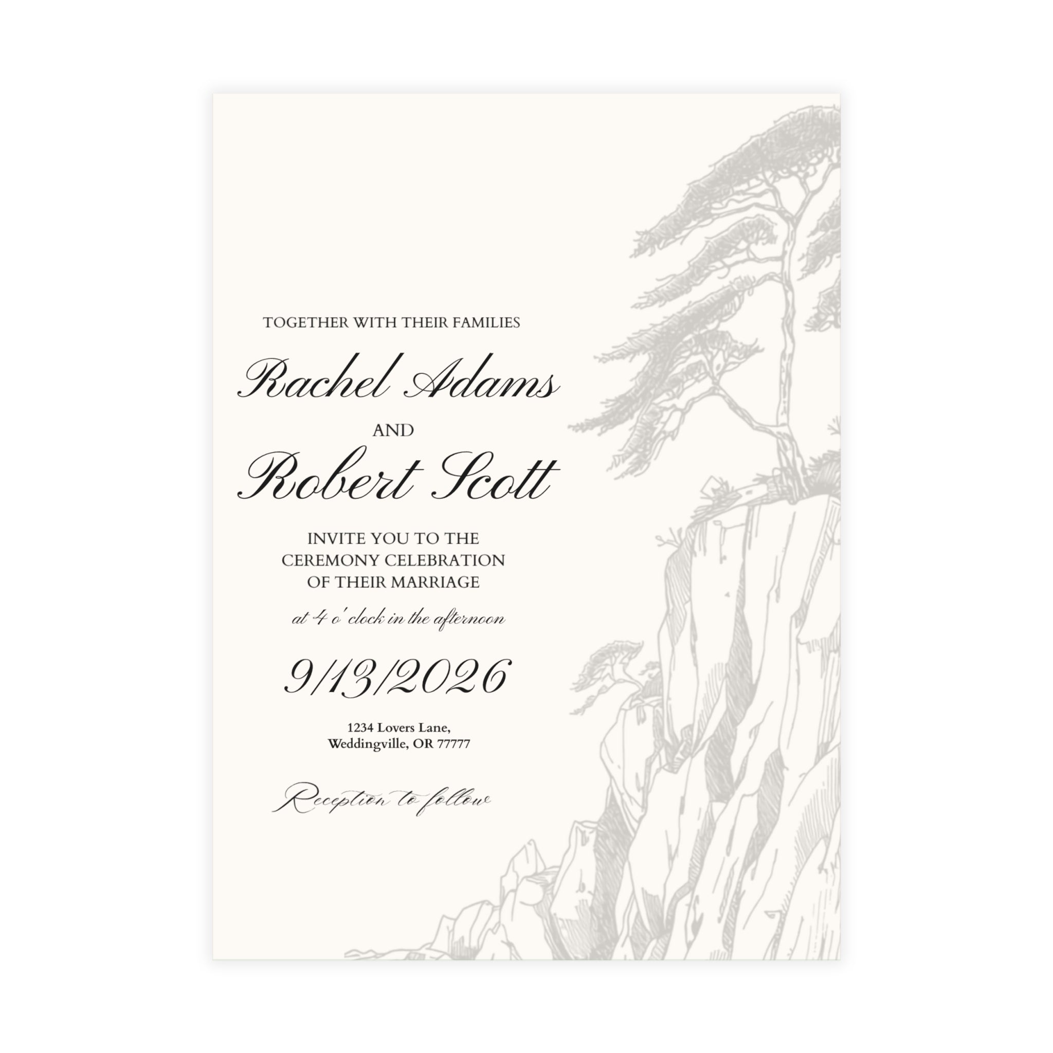 CLIFFSIDE VOWS-5x7 Customizable Wedding Invitation [MATTE]