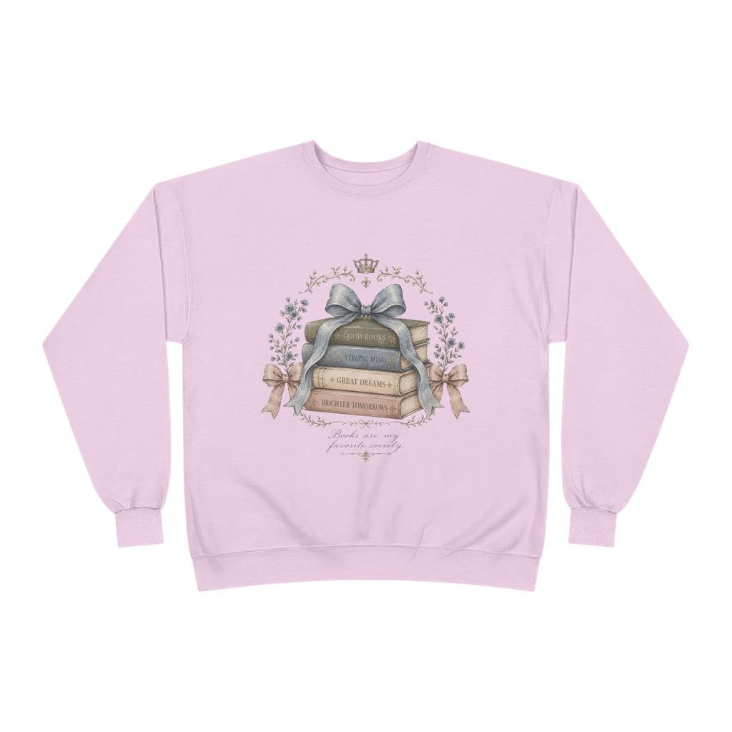 Books Are My Favorite Society Crewneck Sweatshirt - Cozy Book Stack Vintage Reading Crew