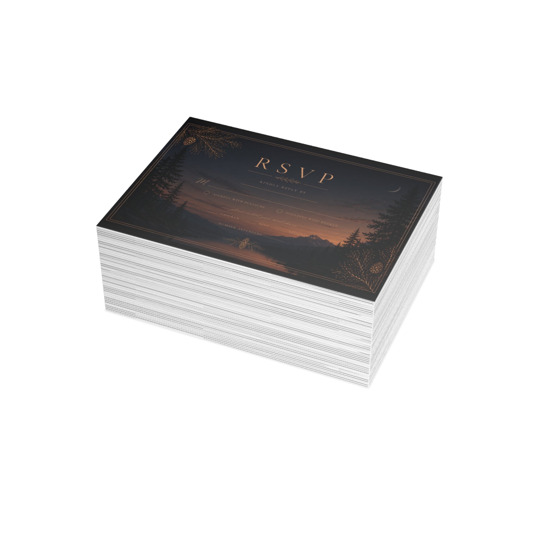MIDNIGHT PINE- RSVP Card 4.9x3.5 (envelopes included)