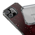 Clear Magnetic Phone Case — Dark Red Raindrop Design, Impact-Resistant