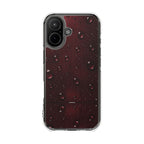 Clear Magnetic Phone Case — Dark Red Raindrop Design, Impact-Resistant