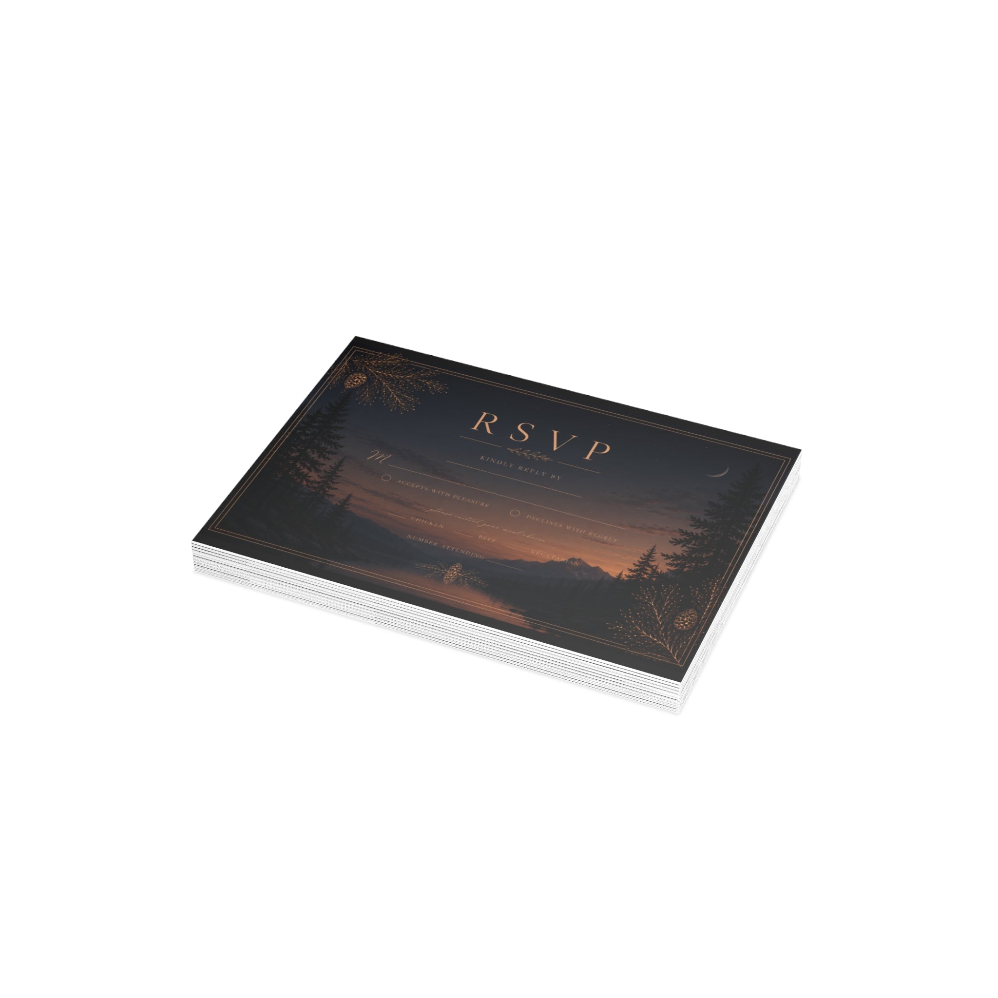 MIDNIGHT PINE- RSVP Card 4.9x3.5 (envelopes included)