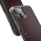 Clear Magnetic Phone Case — Dark Red Raindrop Design, Impact-Resistant
