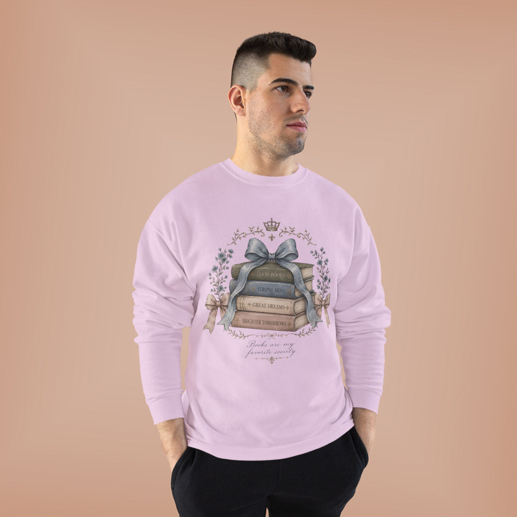 Books Are My Favorite Society Crewneck Sweatshirt - Cozy Book Stack Vintage Reading Crew