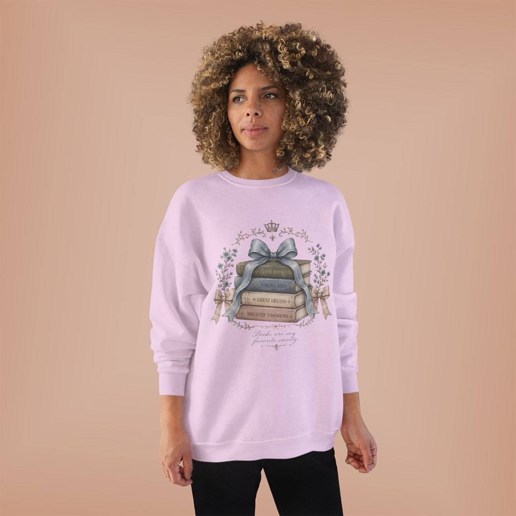 Books Are My Favorite Society Crewneck Sweatshirt - Cozy Book Stack Vintage Reading Crew