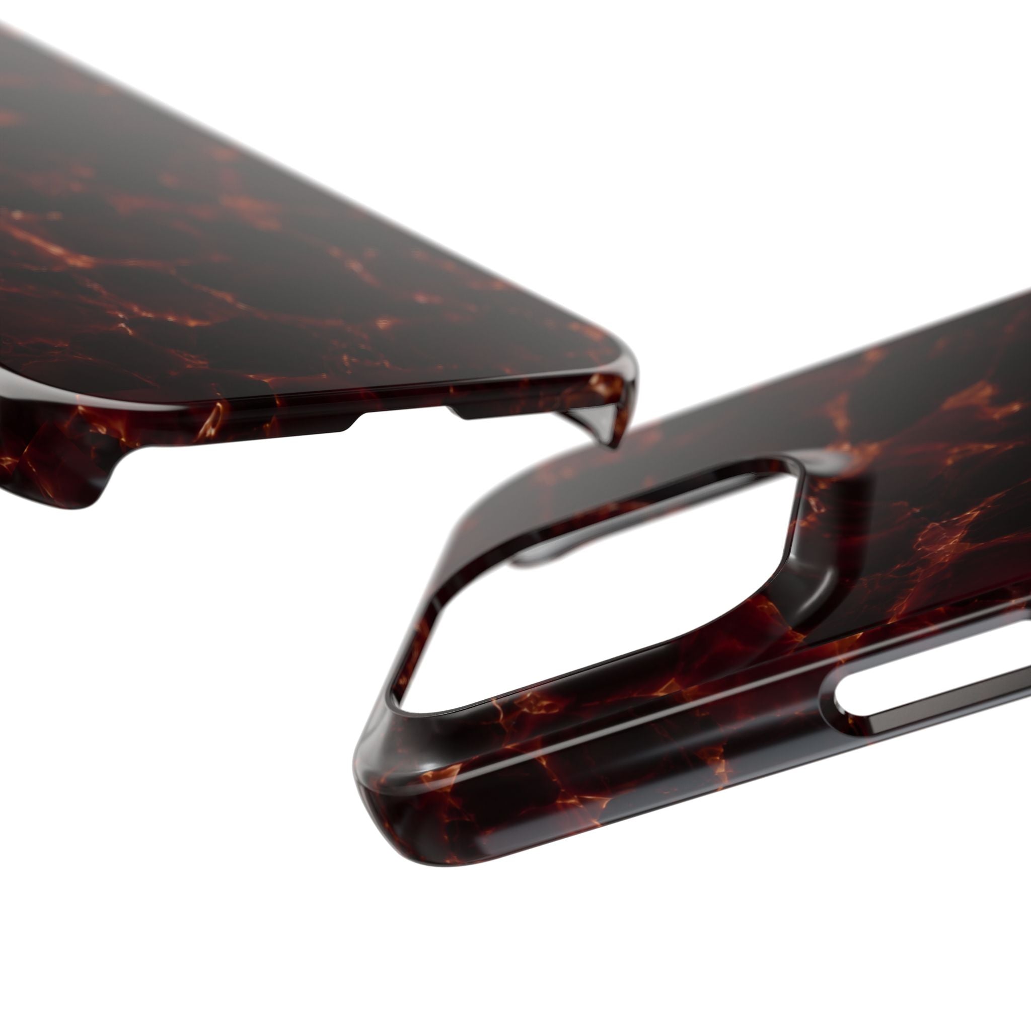 Tortoiseshell Slim Phone Case – Glossy Brown Marble iPhone Cover
