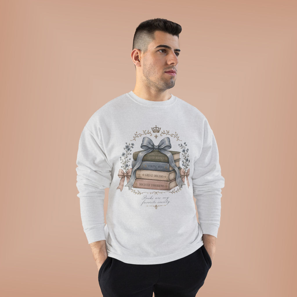 Books Are My Favorite Society Crewneck Sweatshirt - Cozy Book Stack Vintage Reading Crew