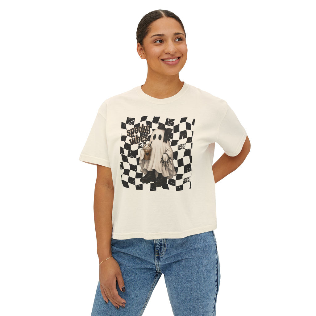 Spooky Vibes Checkerboard Ghost Tee