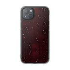 Clear Magnetic Phone Case — Dark Red Raindrop Design, Impact-Resistant