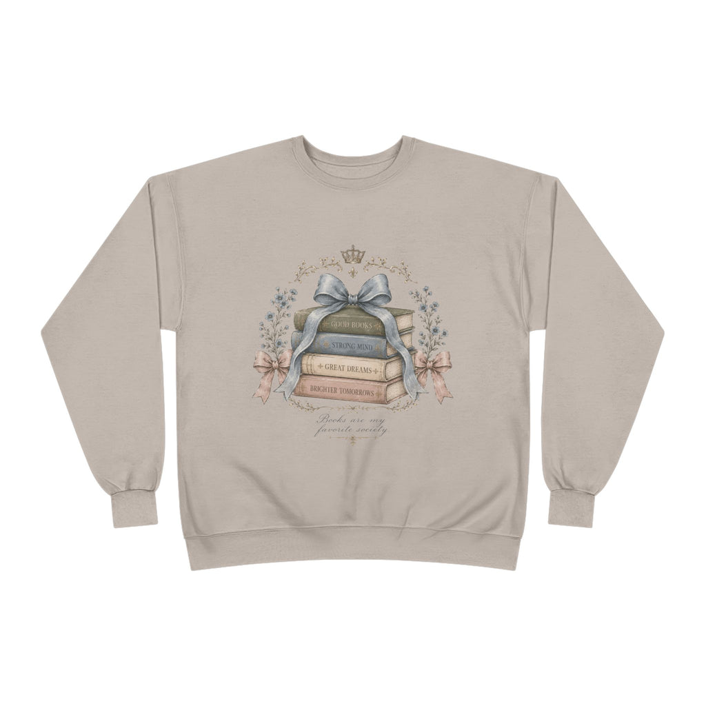 Books Are My Favorite Society Crewneck Sweatshirt - Cozy Book Stack Vintage Reading Crew