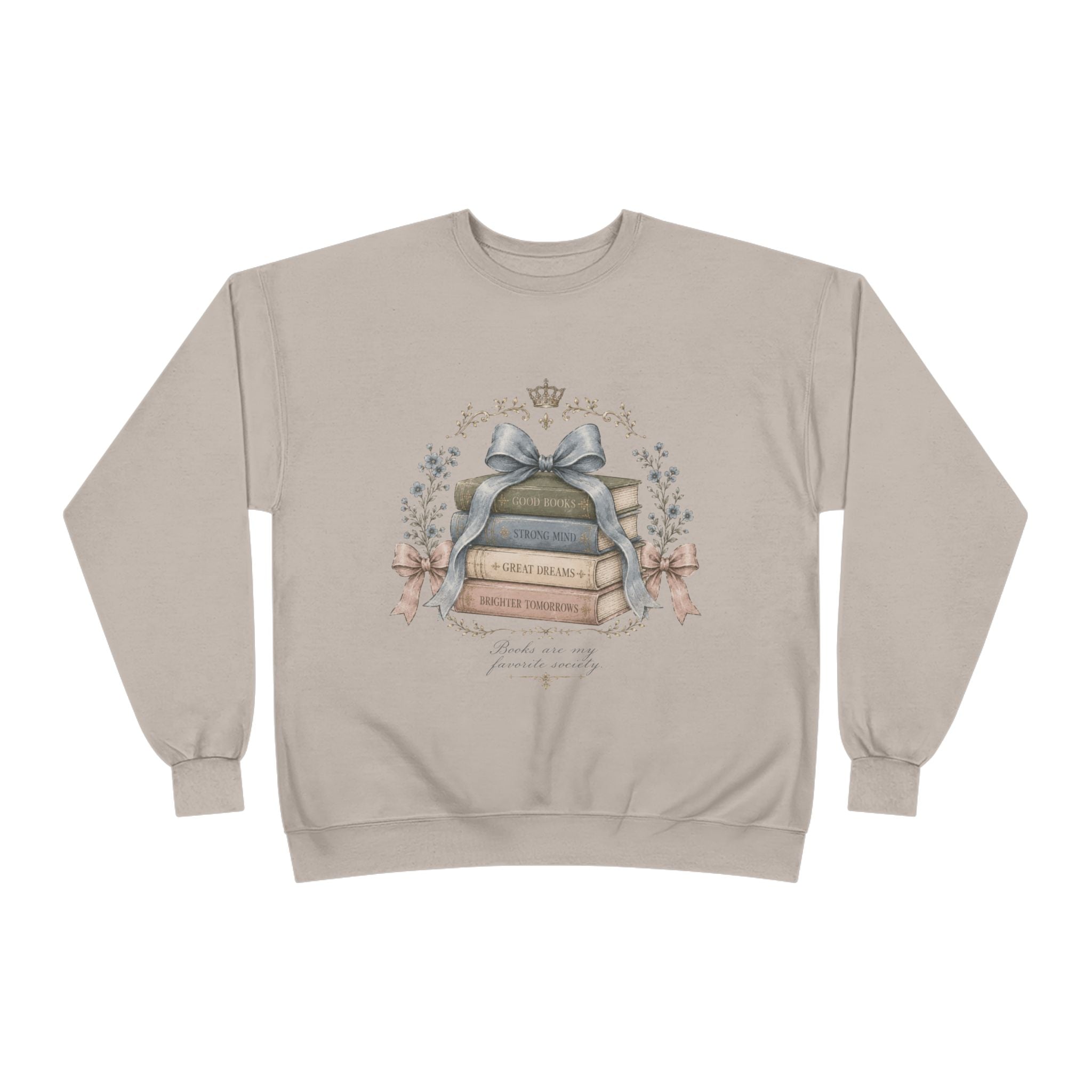 Books Are My Favorite Society Crewneck Sweatshirt - Cozy Book Stack Vintage Reading Crew