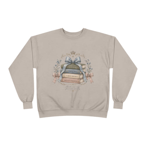 Books Are My Favorite Society Crewneck Sweatshirt - Cozy Book Stack Vintage Reading Crew