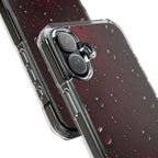 Clear Magnetic Phone Case — Dark Red Raindrop Design, Impact-Resistant