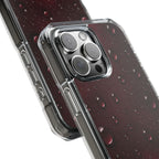 Clear Magnetic Phone Case — Dark Red Raindrop Design, Impact-Resistant