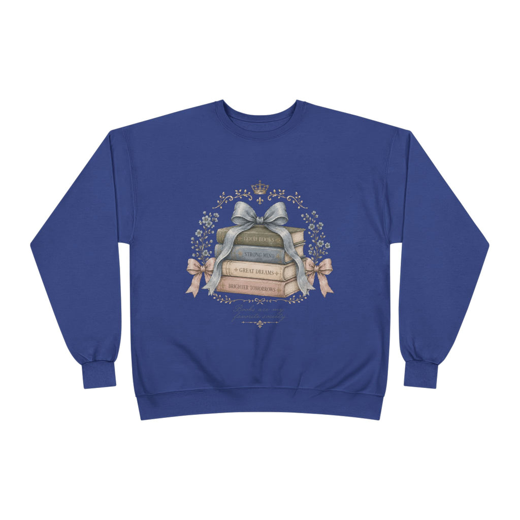 Books Are My Favorite Society Crewneck Sweatshirt - Cozy Book Stack Vintage Reading Crew