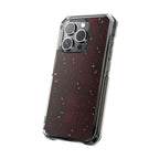 Clear Magnetic Phone Case — Dark Red Raindrop Design, Impact-Resistant