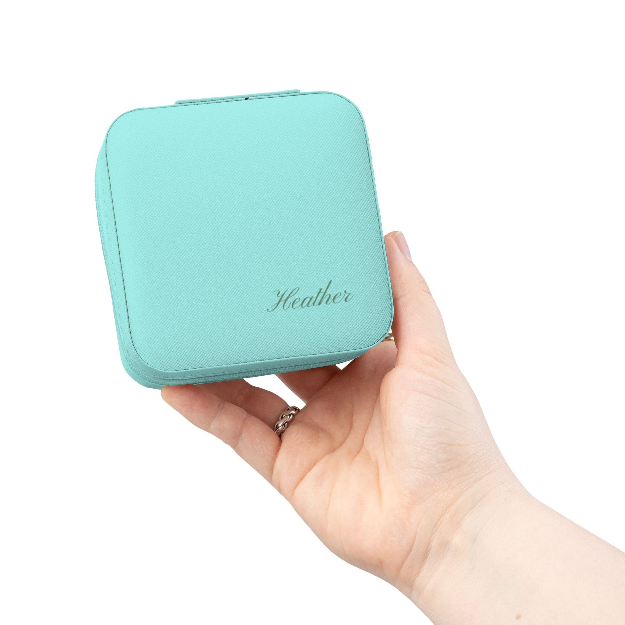 Personalized Compact Jewelry Travel Case – Portable Ring & Earring Organizer
