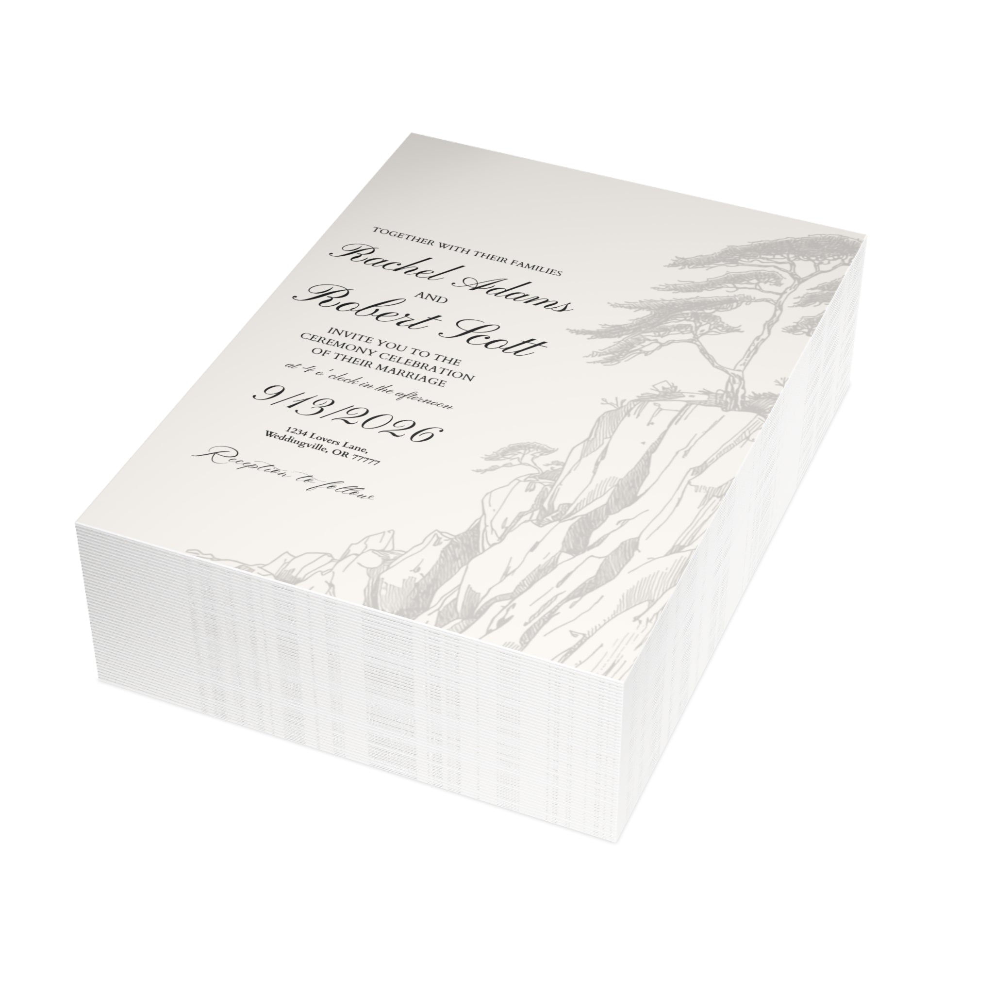 CLIFFSIDE VOWS-5x7 Customizable Wedding Invitation [MATTE]