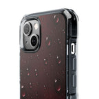 Clear Magnetic Phone Case — Dark Red Raindrop Design, Impact-Resistant