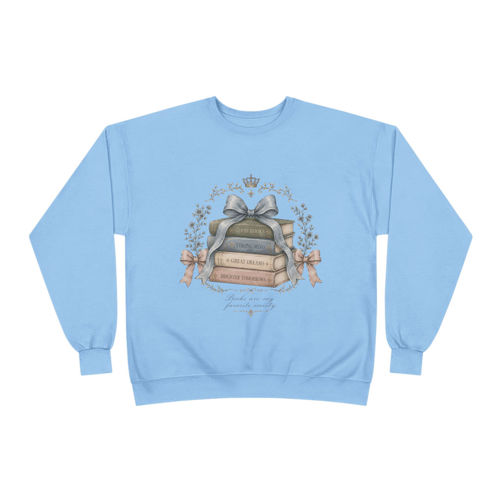 Books Are My Favorite Society Crewneck Sweatshirt - Cozy Book Stack Vintage Reading Crew