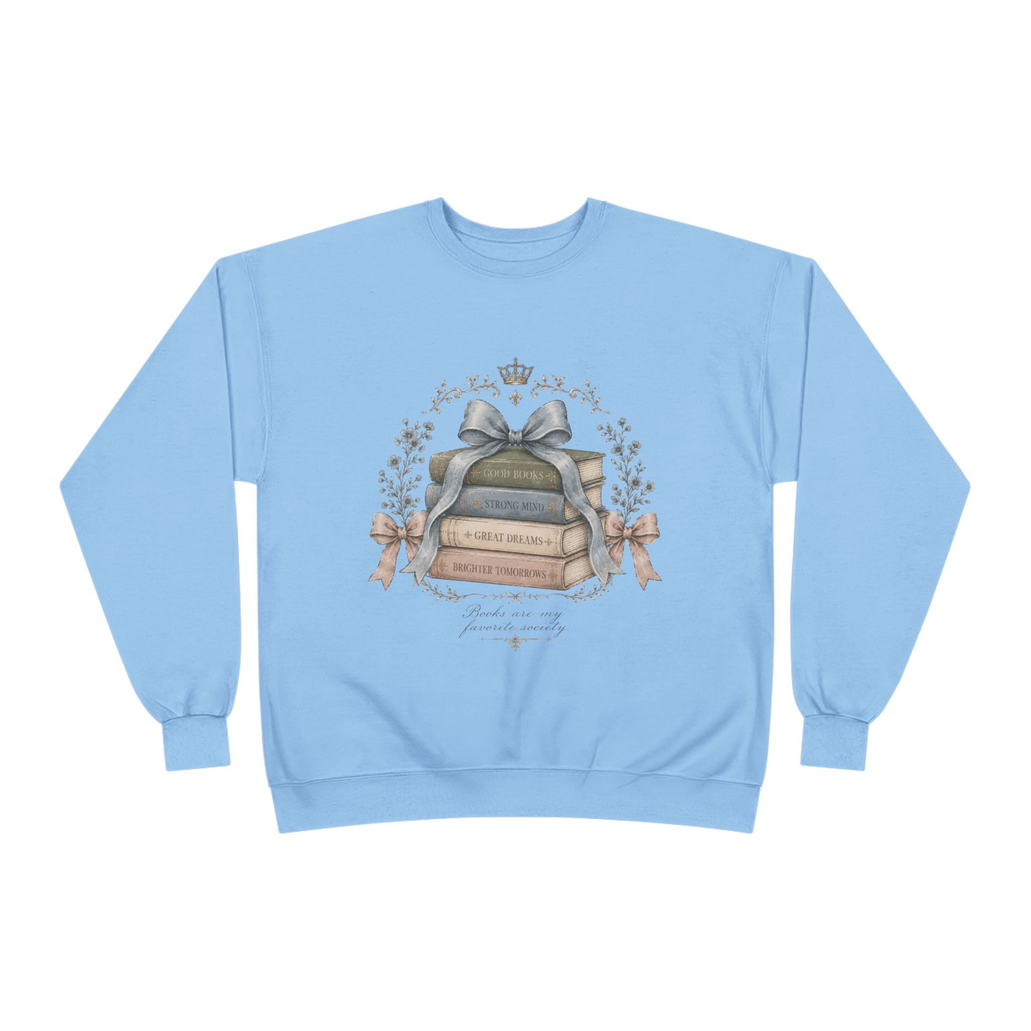 Books Are My Favorite Society Crewneck Sweatshirt - Cozy Book Stack Vintage Reading Crew