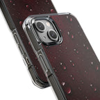 Clear Magnetic Phone Case — Dark Red Raindrop Design, Impact-Resistant