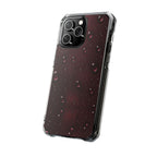 Clear Magnetic Phone Case — Dark Red Raindrop Design, Impact-Resistant