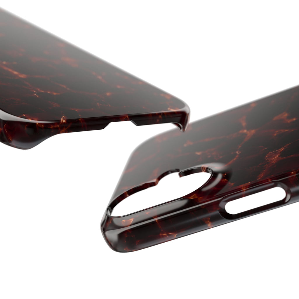 Tortoiseshell Slim Phone Case – Glossy Brown Marble iPhone Cover