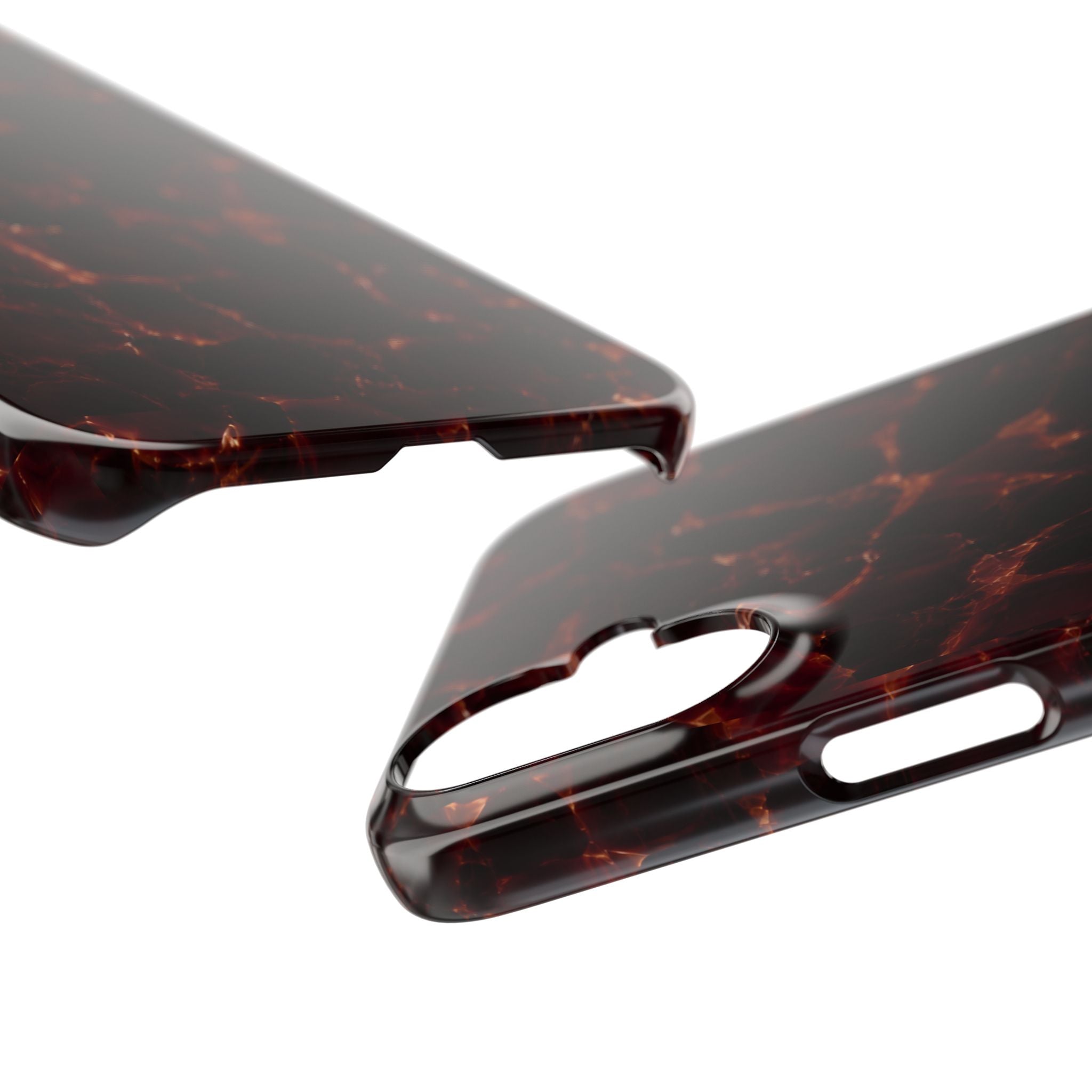 Tortoiseshell Slim Phone Case – Glossy Brown Marble iPhone Cover
