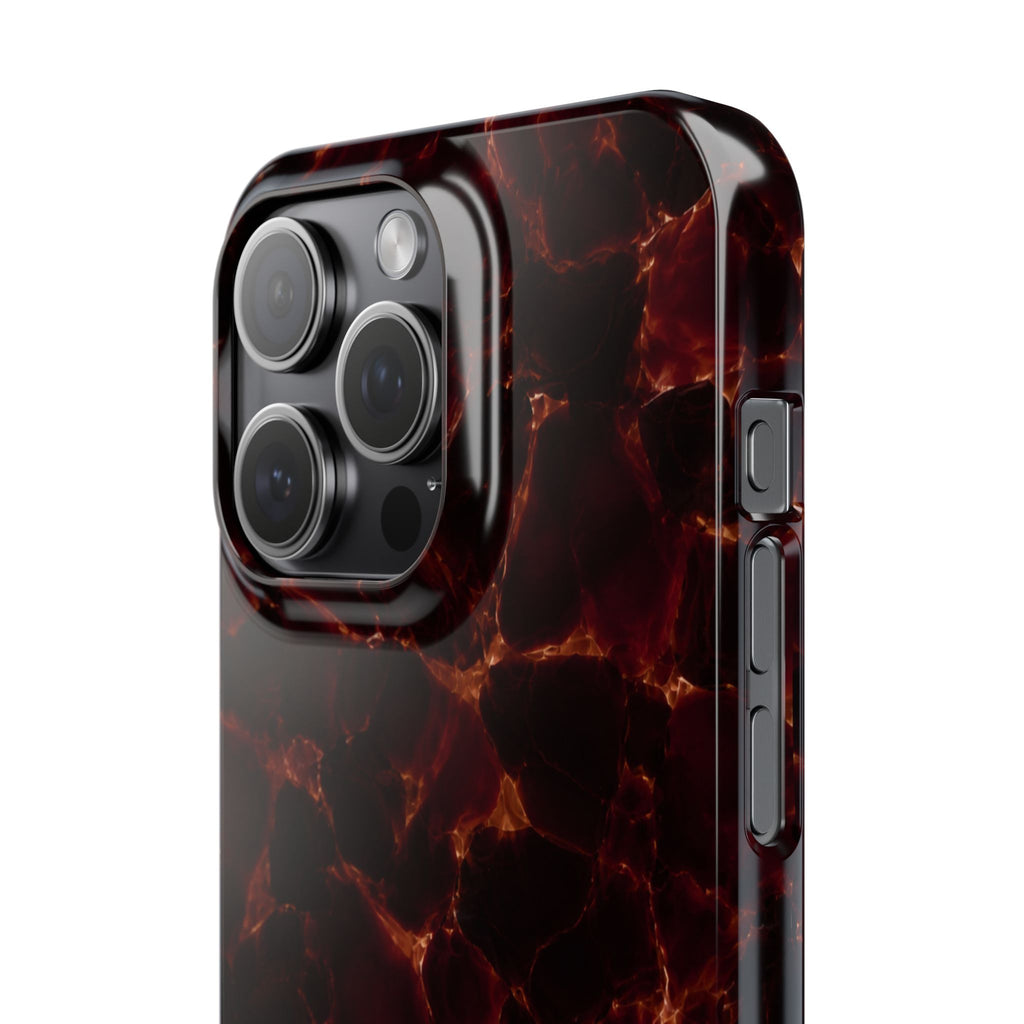 Tortoiseshell Slim Phone Case – Glossy Brown Marble iPhone Cover