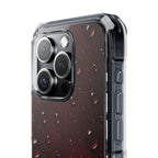Clear Magnetic Phone Case — Dark Red Raindrop Design, Impact-Resistant