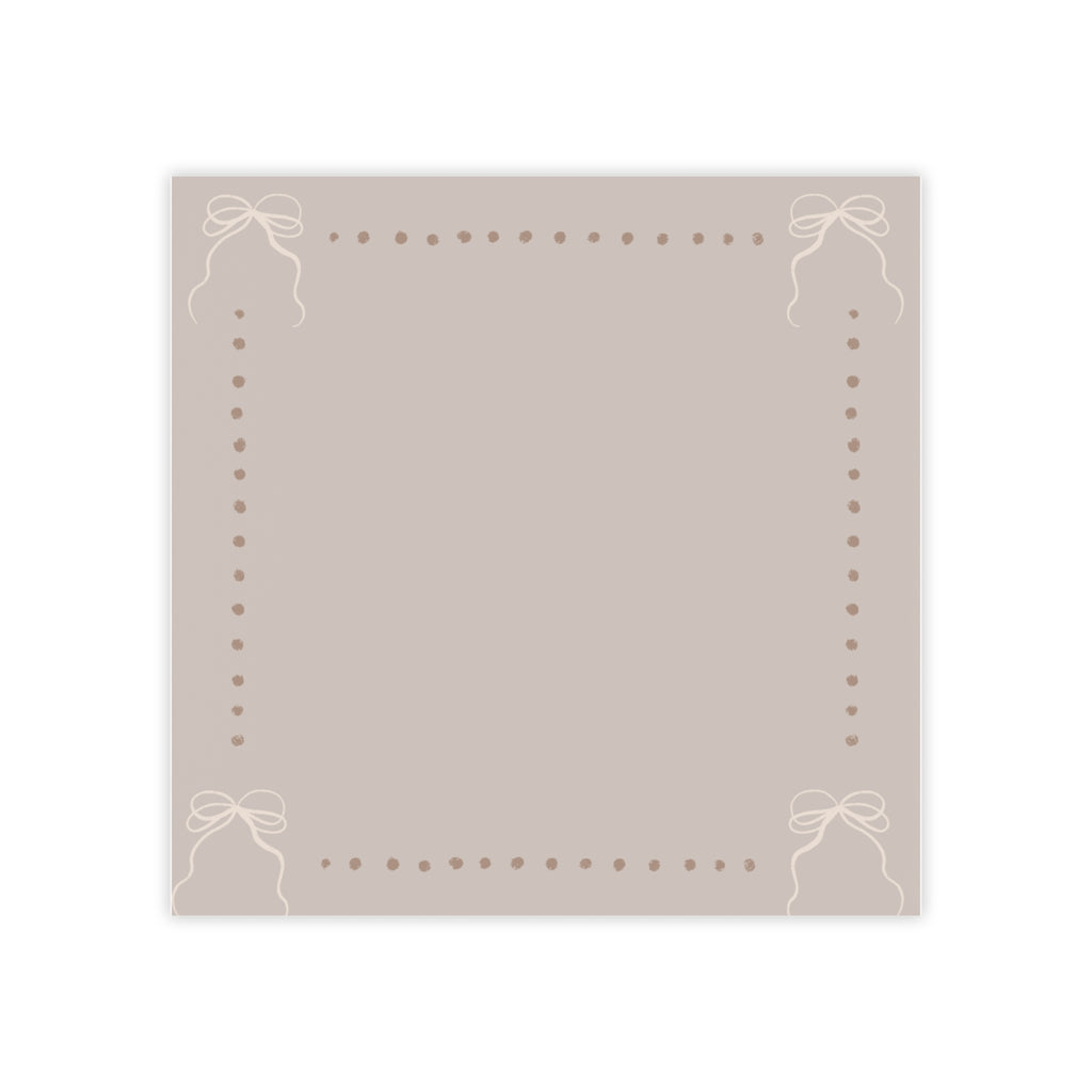 Bow Dotted Border Post-it® Note Pad — Neutral Beige Sticky Notes for Desk Organization