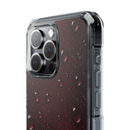 Clear Magnetic Phone Case — Dark Red Raindrop Design, Impact-Resistant