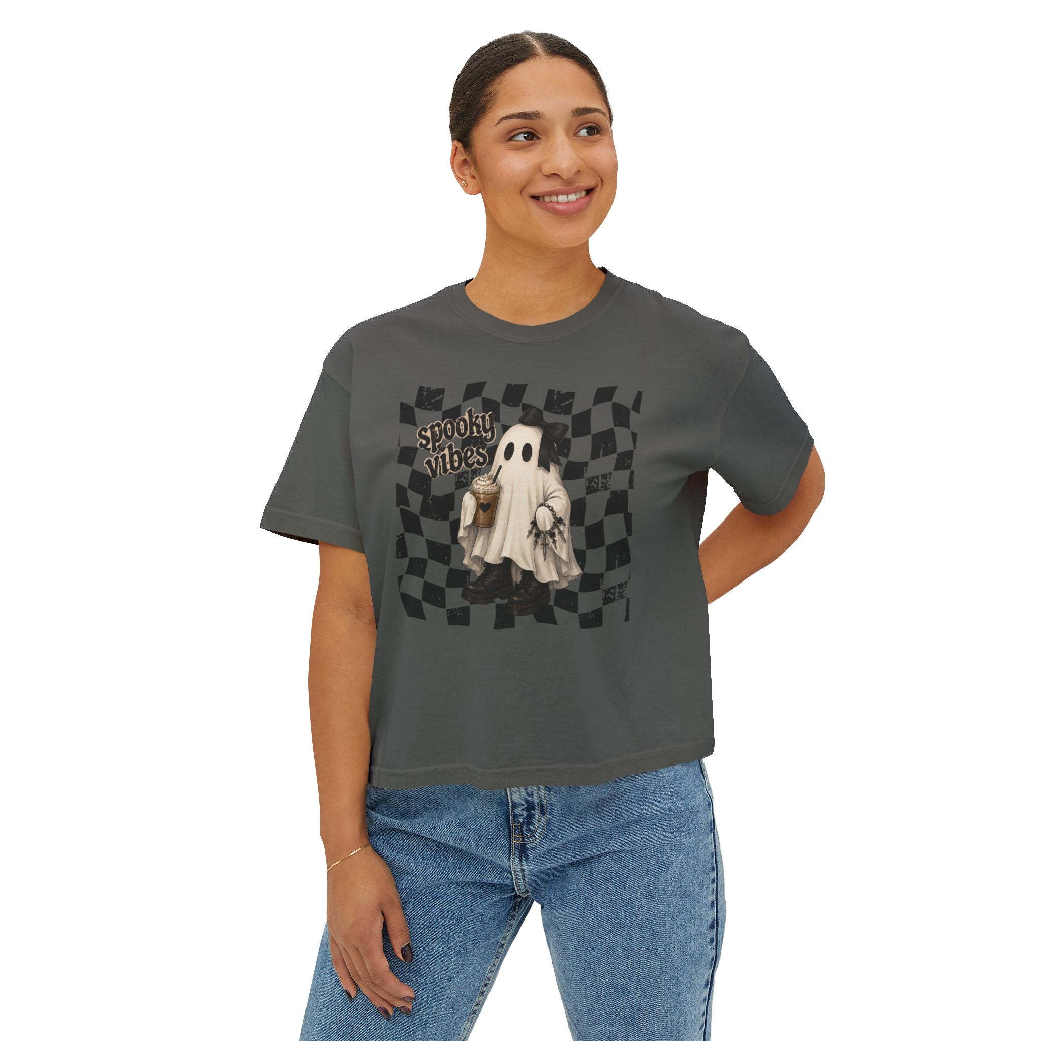 Spooky Vibes Checkerboard Ghost Tee
