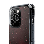 Clear Magnetic Phone Case — Dark Red Raindrop Design, Impact-Resistant