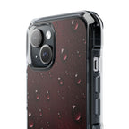 Clear Magnetic Phone Case — Dark Red Raindrop Design, Impact-Resistant