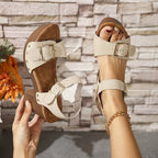 Buckle Platform Wedge Sandals