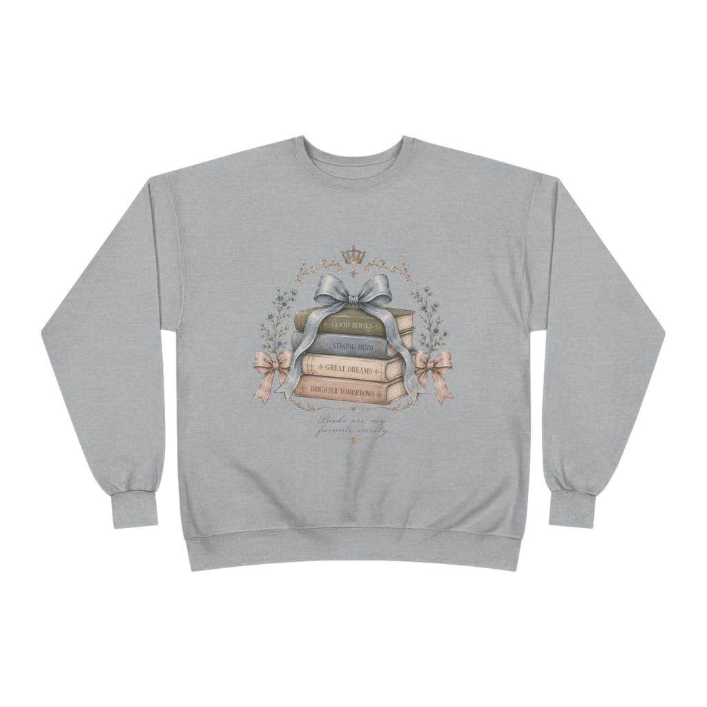 Books Are My Favorite Society Crewneck Sweatshirt - Cozy Book Stack Vintage Reading Crew