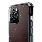 Clear Magnetic Phone Case — Dark Red Raindrop Design, Impact-Resistant
