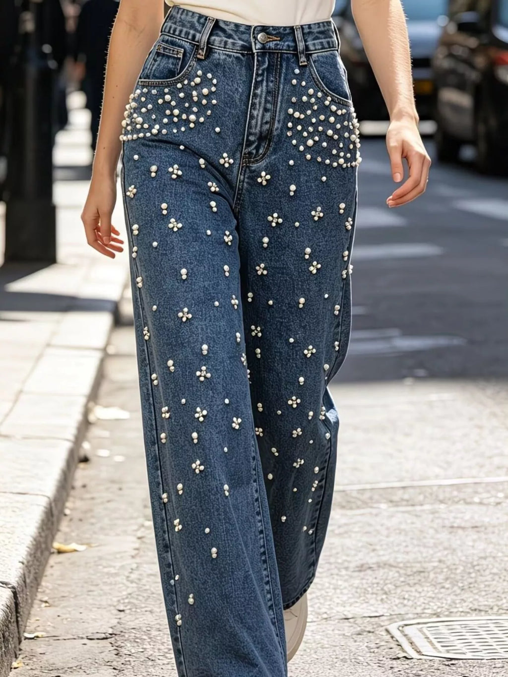 Embellished Wide-Leg Jeans