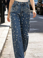Embellished Wide-Leg Jeans