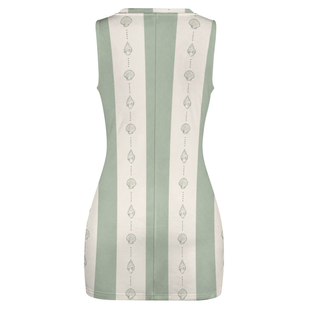 Sea Glass Dreams|Navel-Baring Cross-Fit Hip Skirt