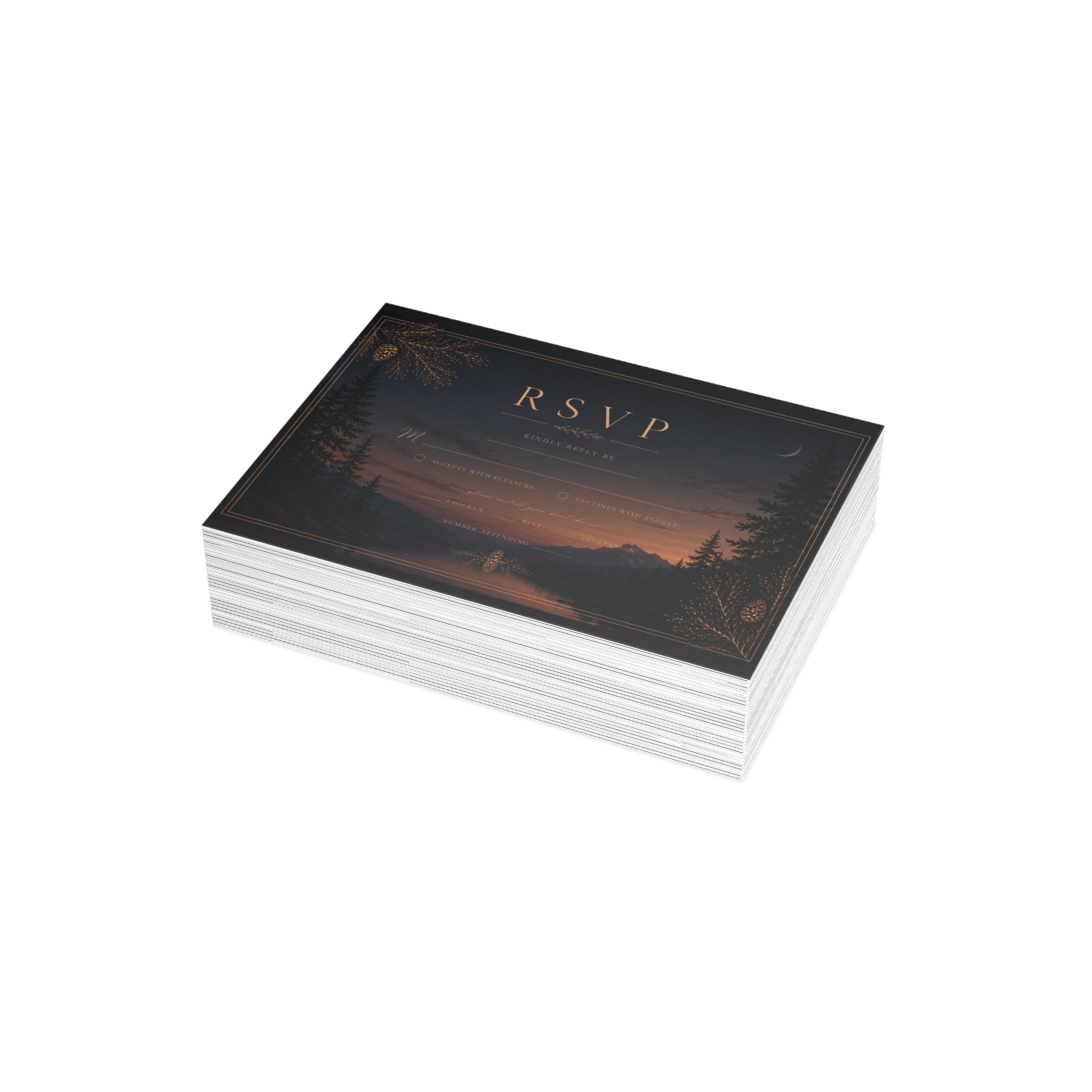 MIDNIGHT PINE- RSVP Card 4.9x3.5 (envelopes included)