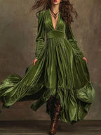 Ruffled Hem Long Sleeve Dress